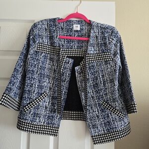 CAbi Navy and Black Houndstooth Blazer